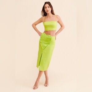 NWT Farm Rio Mia Linen 3D Leaf Midi Skirt XS